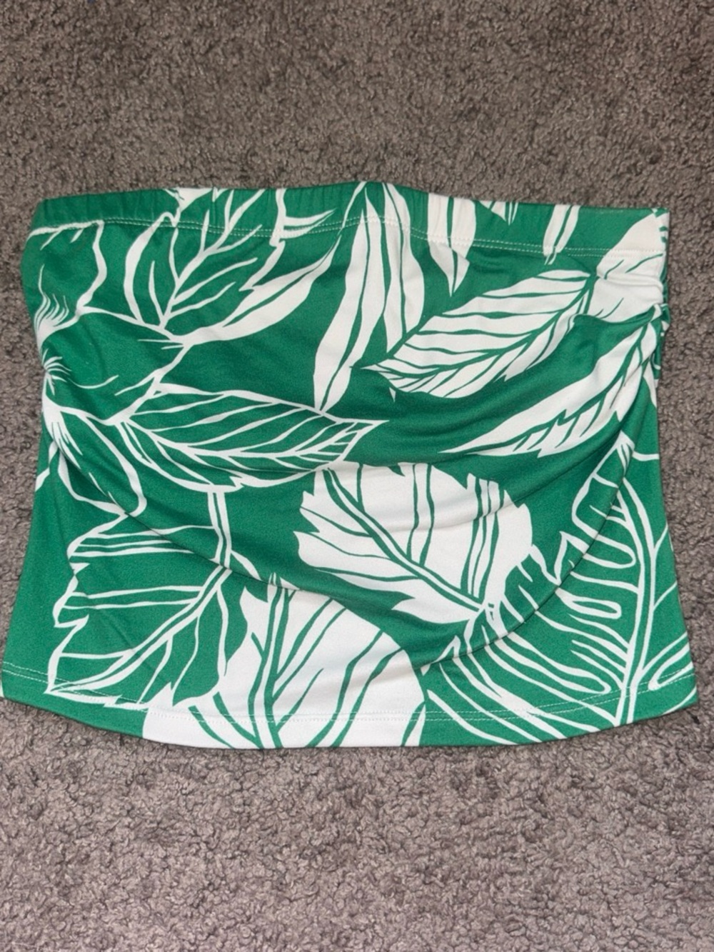 Amazon Green and White Tropical Print Tube Tank Top